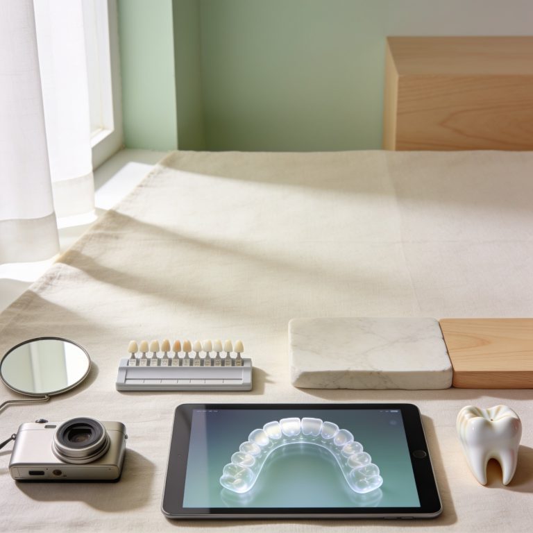 Escáner, cámara y pantalla con un modelo dental digital
