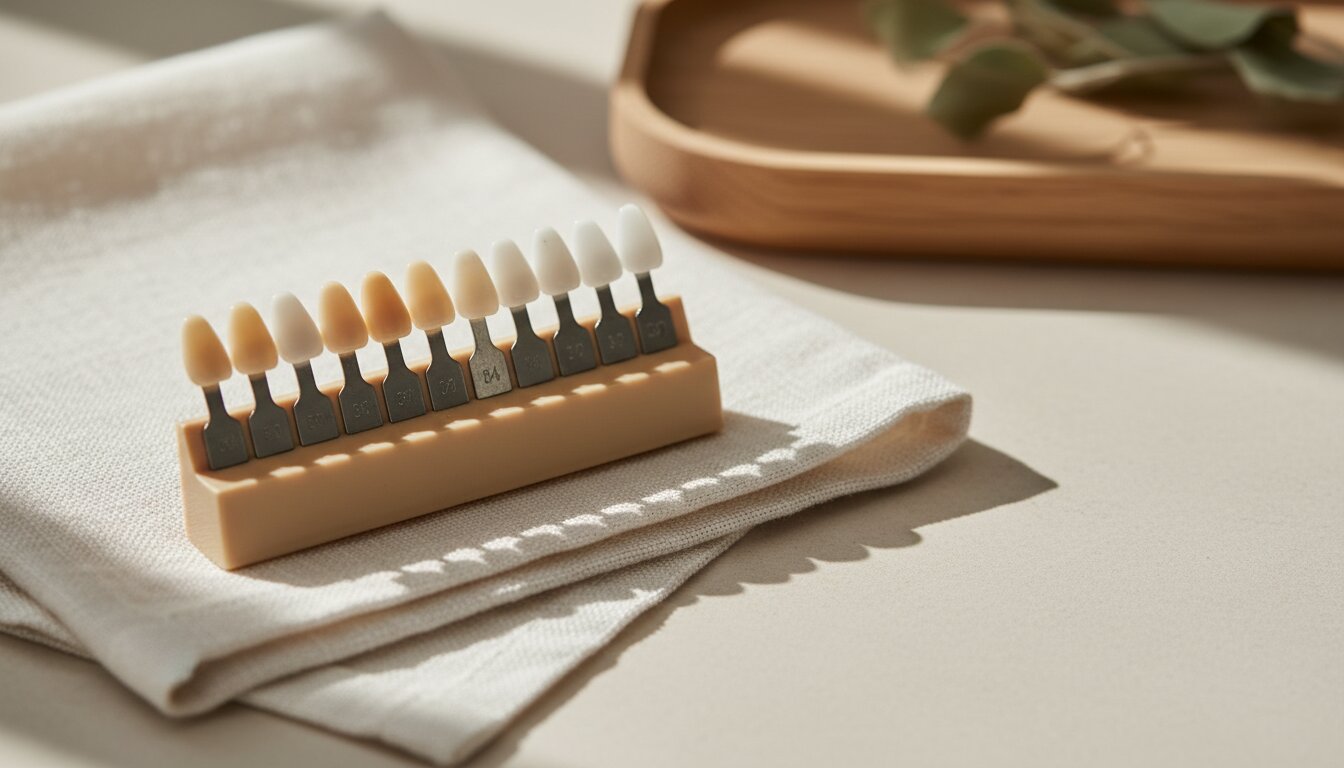 Guía de tonos para igualar el color de una carilla con los dientes vecinos